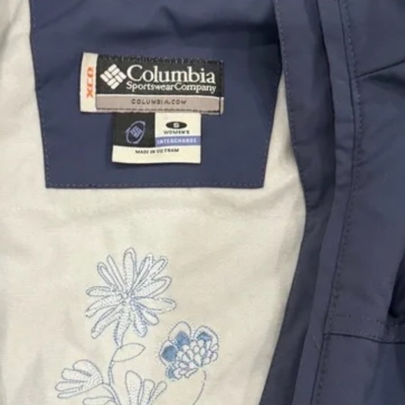 Columbia XCO Interchange Jacket S Blue Solid Outer Floral Liner Full Zip Women’s - Picture 5 of 10